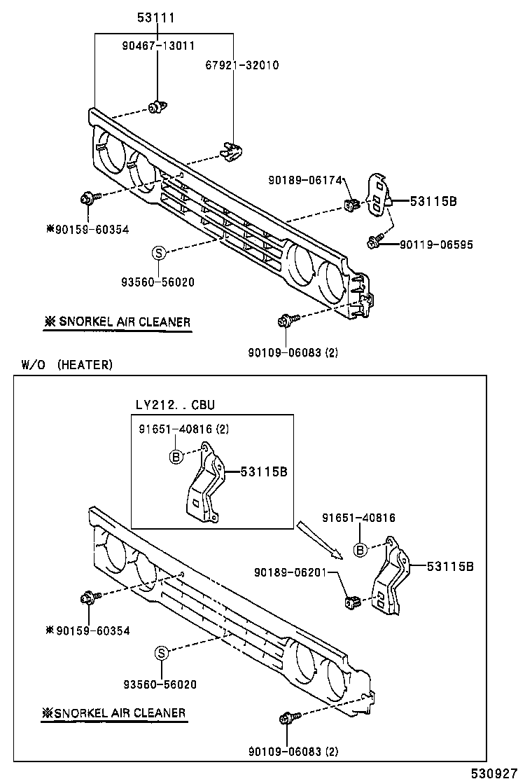 53101-37020-B0 GRILLE, RADIATOR product image