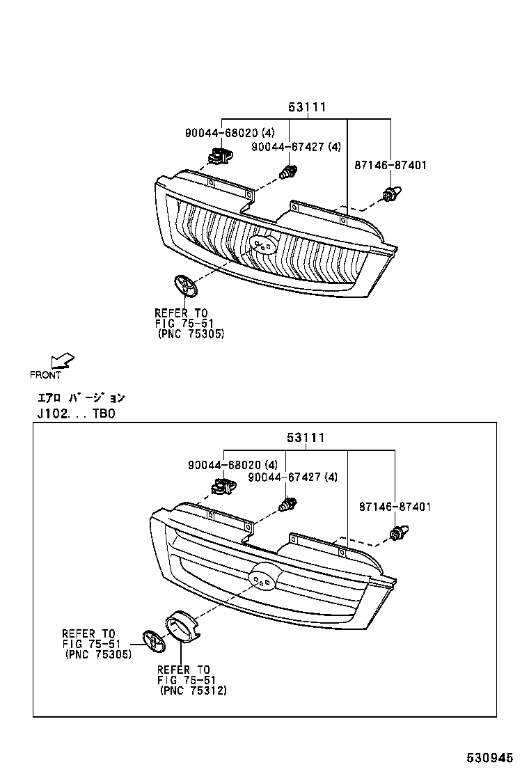 53111-87416-01 GRILLE, RADIATOR product image