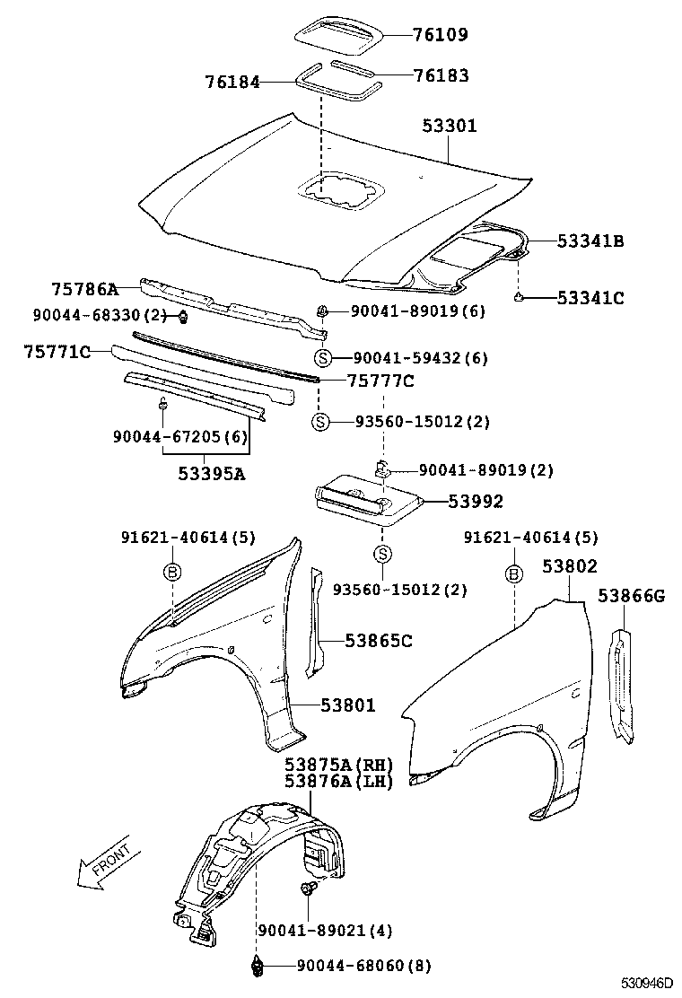 53812-87401 FENDER SUB-ASSY, FRONT LH product image