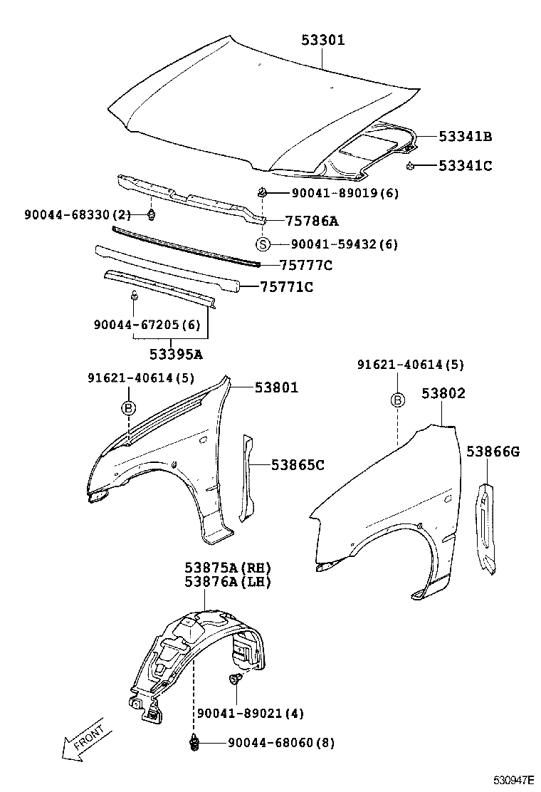 53812-87401 FENDER SUB-ASSY, FRONT LH product image