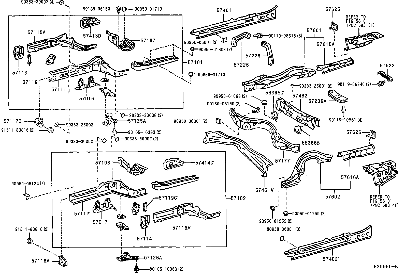57626-51020 REINFORCEMENT, REAR FLOOR SIDE MEMBER, RH product image