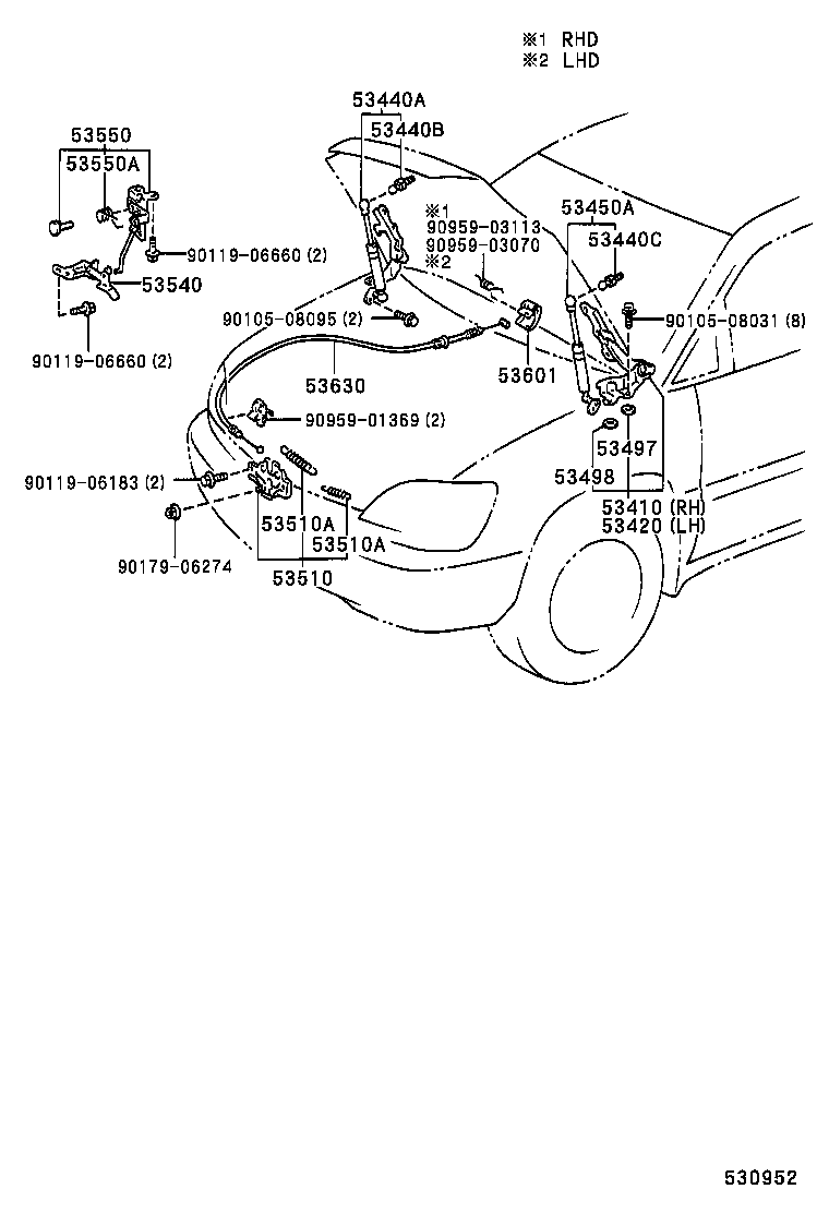 53550-48010 HOOK ASSY, HOOD AUXILIARY CATCH product image