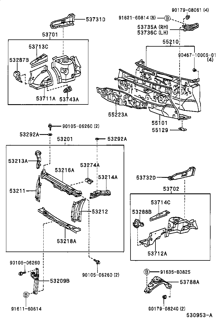 Toyota 53701-47020 APRON SUB-ASSY, FRONT FENDER, RH