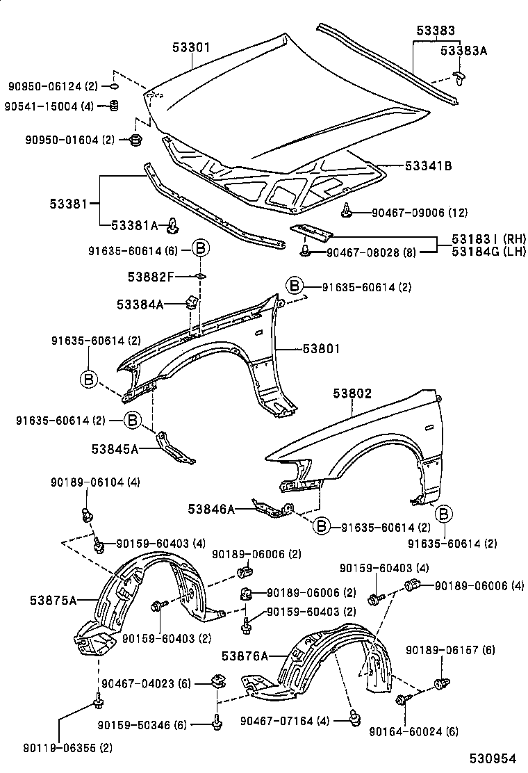 53811-33080 FENDER SUB-ASSY, FRONT RH product image