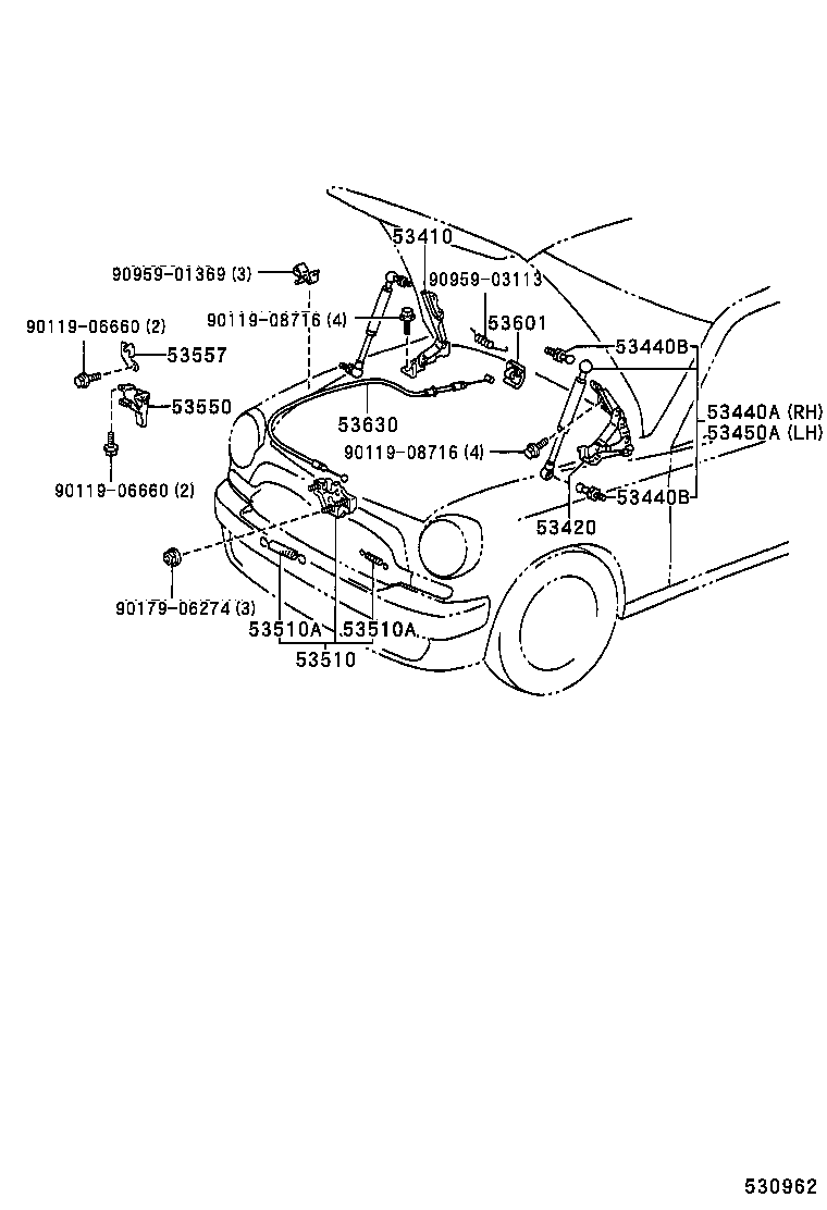 53550-51020 HOOK ASSY, HOOD AUXILIARY CATCH product image