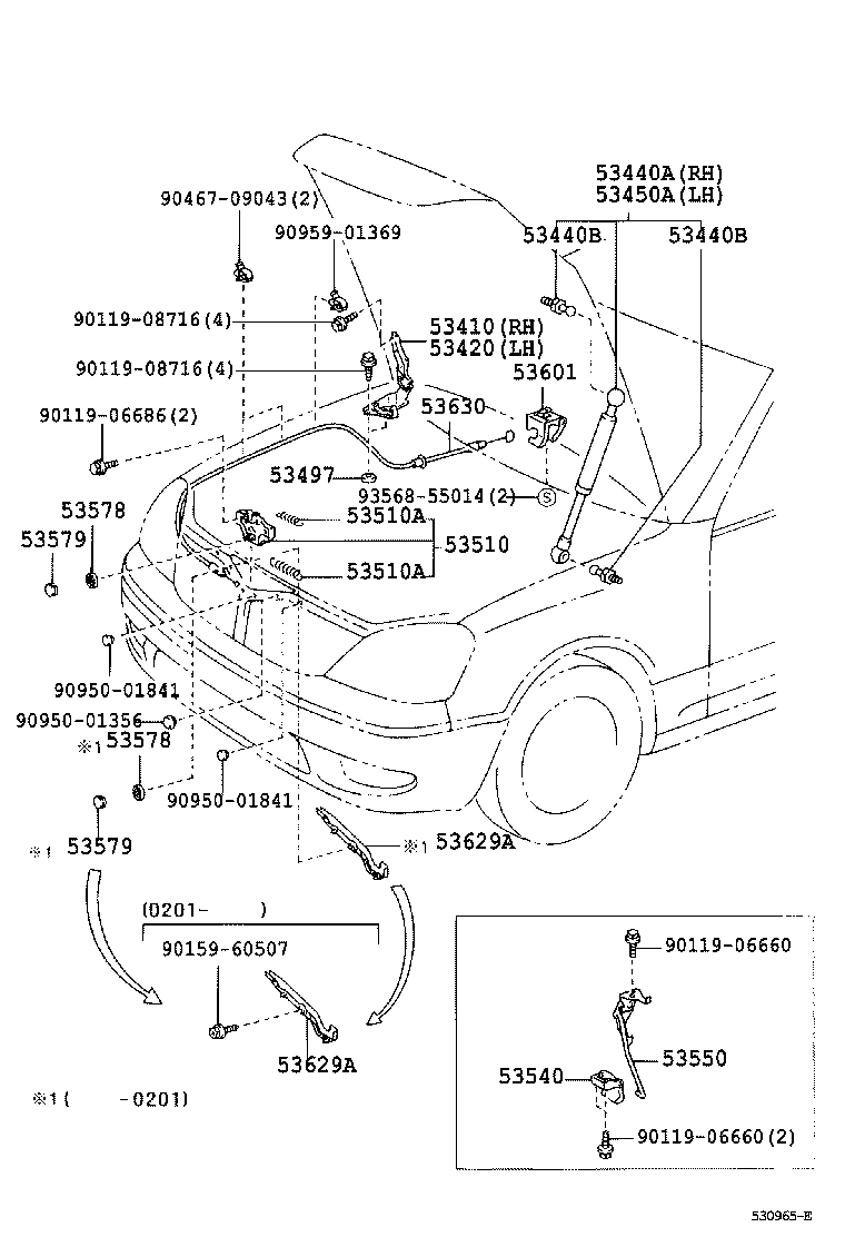 53629-50040 COVER, HOOD LOCK CONTROL CABLE product image