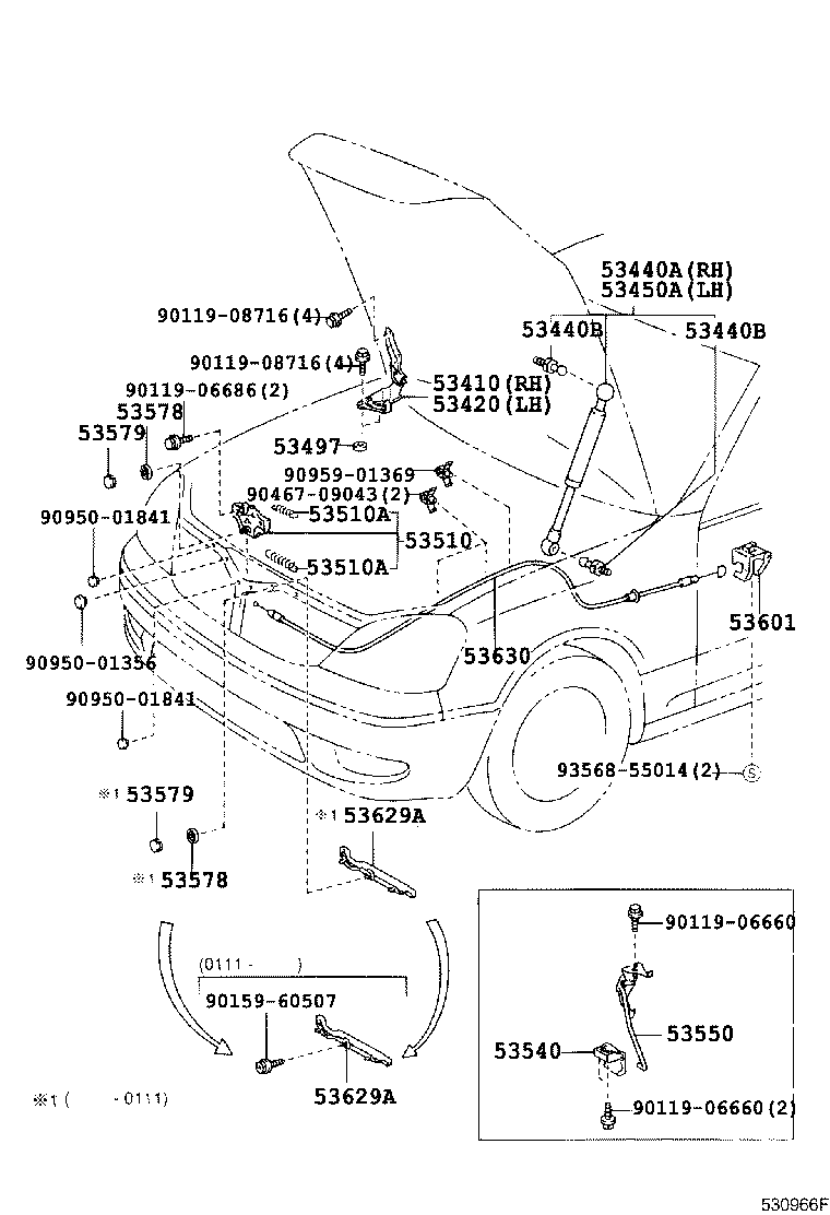 Toyota 53497-50030 PAD, HOOD HINGE, NO.1