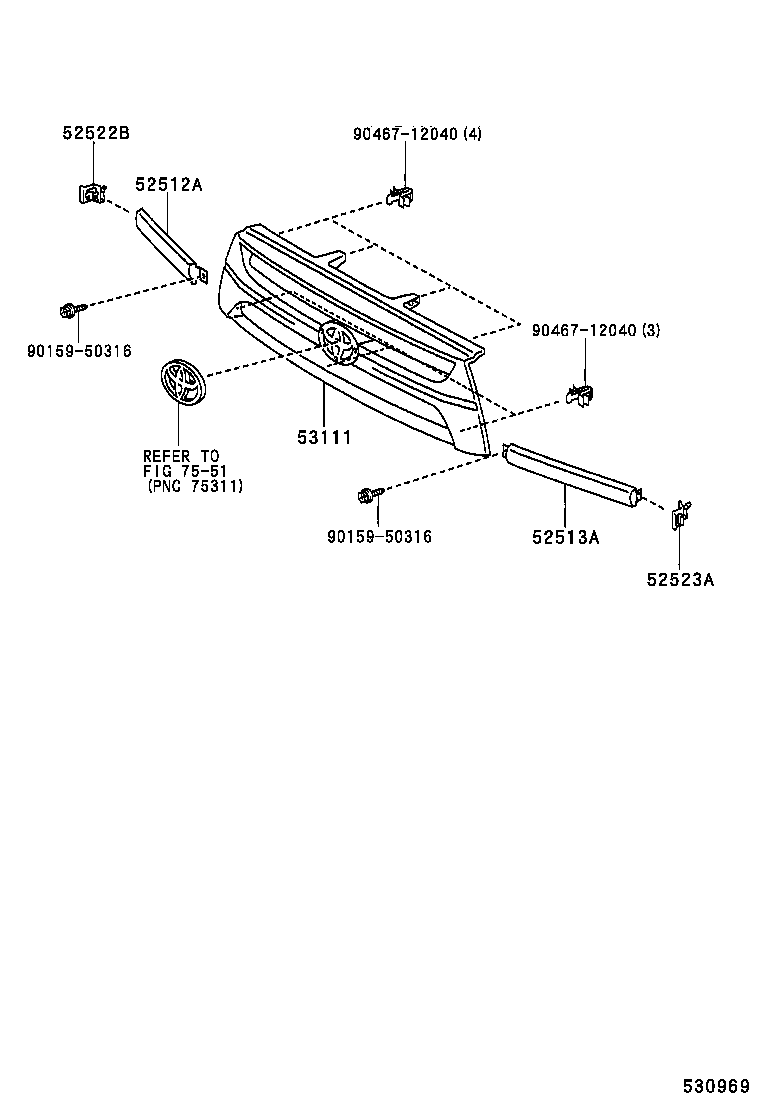 53111-35330 GRILLE, RADIATOR product image
