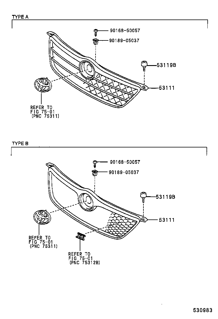 53111-13340 GRILLE, RADIATOR product image