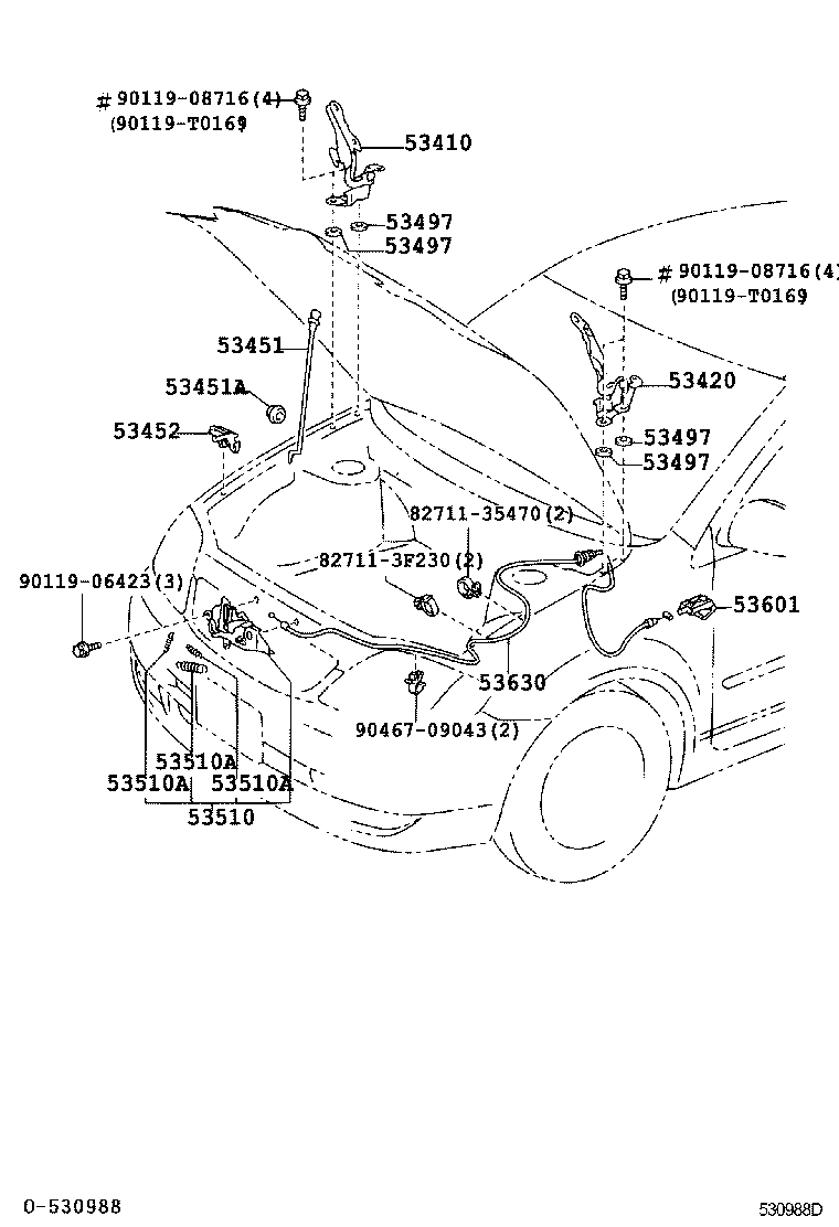 53630-02050 CABLE ASSY, HOOD LOCK CONTROL product image