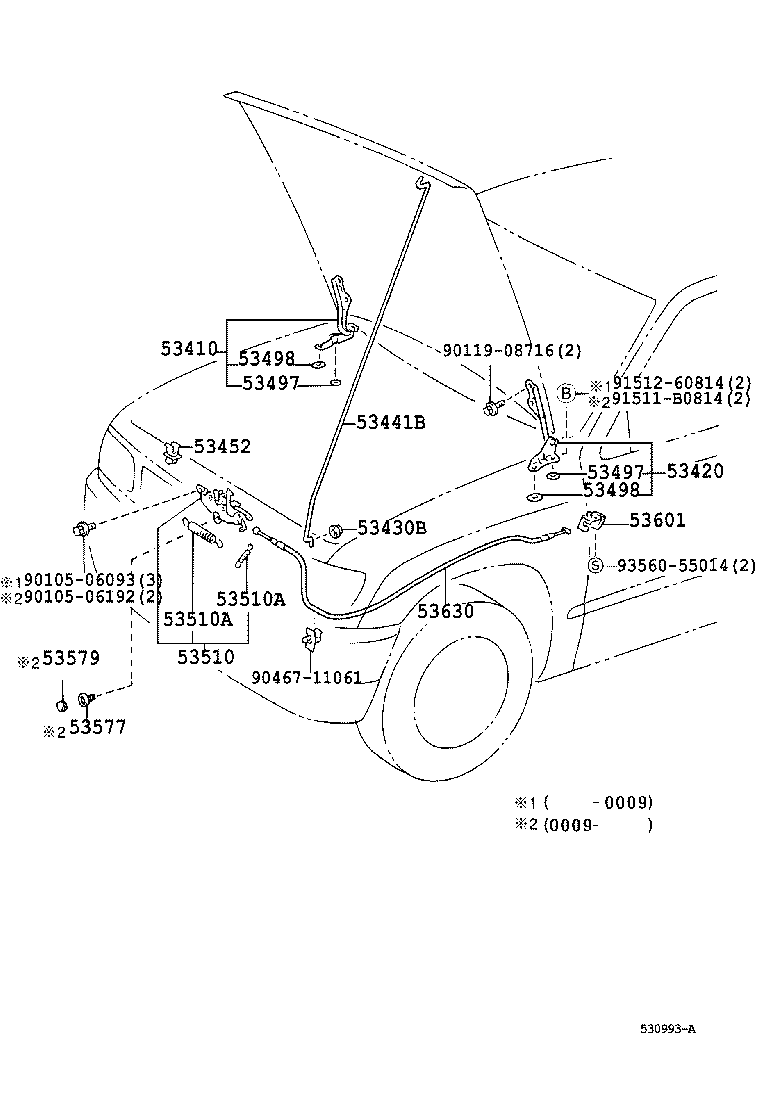 Toyota 53410-35010 HINGE ASSY, HOOD, RH