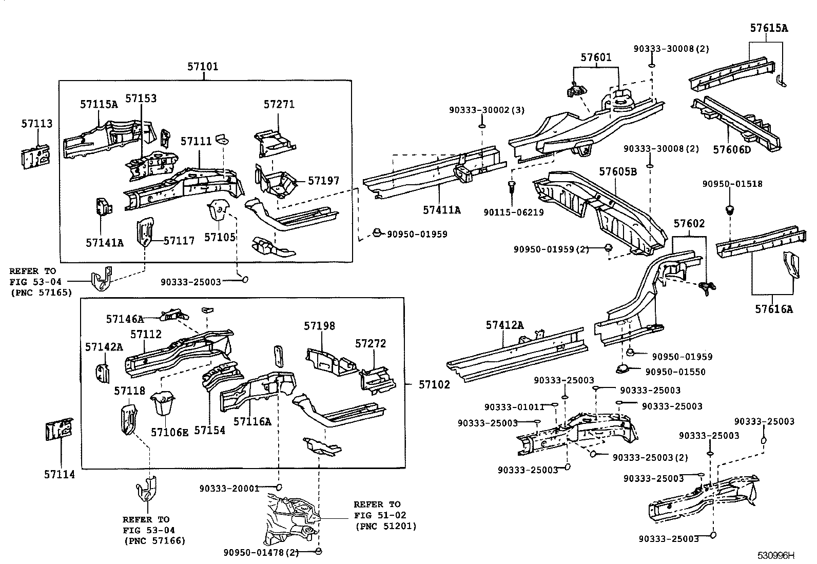 57615-12906 MEMBER, REAR FLOOR SIDE, REAR RH product image
