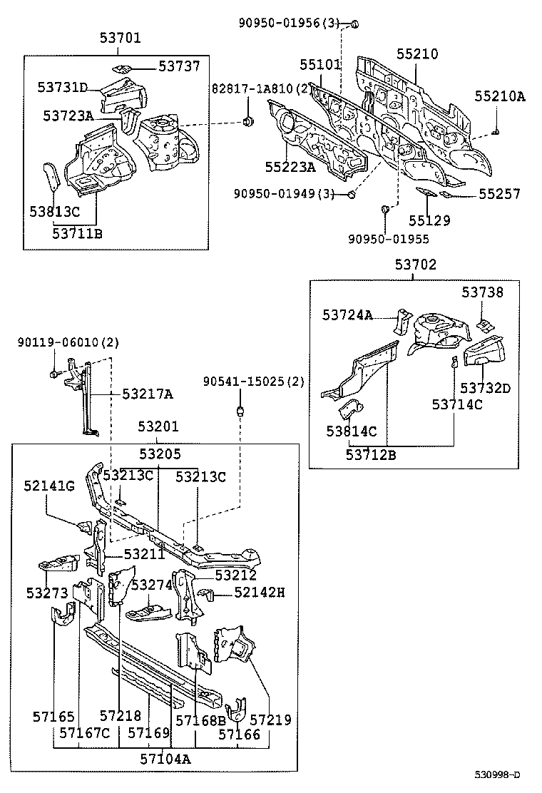 53208-13080 BRACE, HOOD LOCK SUPPORT product image