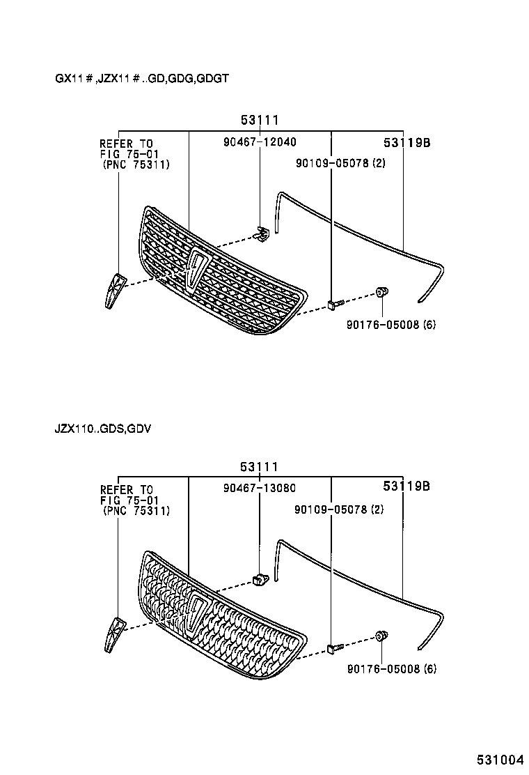 53101-22530 GRILLE, RADIATOR product image