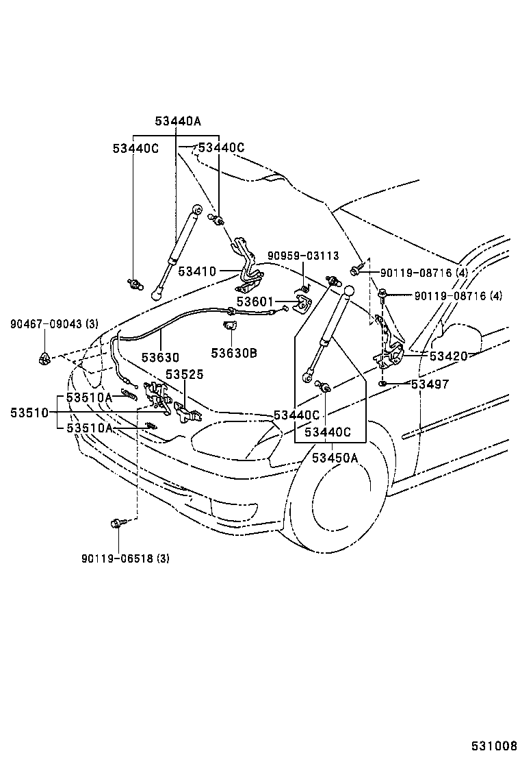 53510-22380 LOCK ASSY, HOOD product image