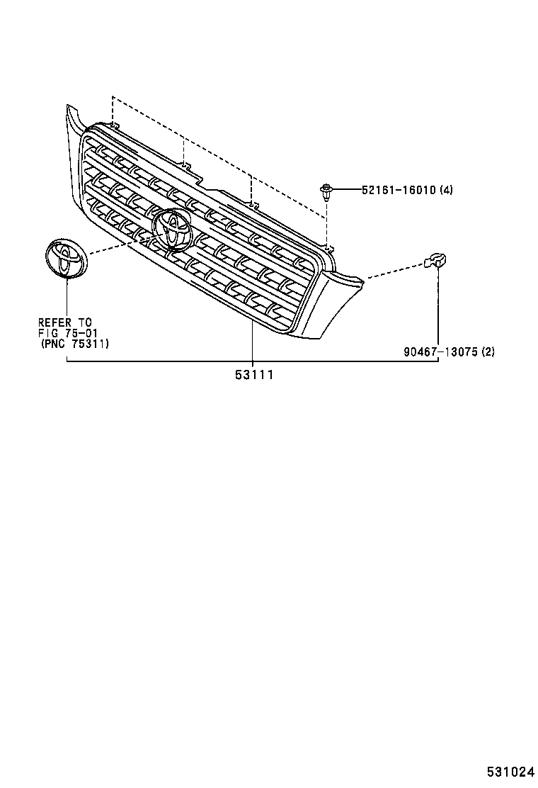 53101-48060-F0 GRILLE, RADIATOR product image