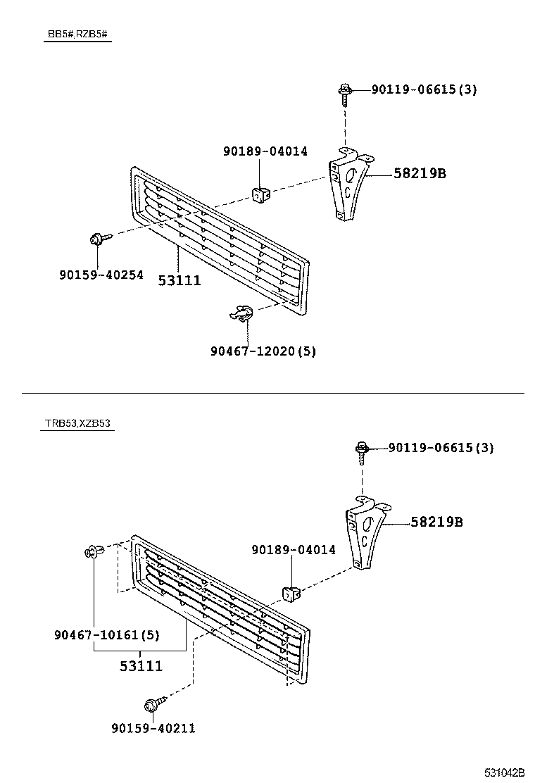 53111-36030 GRILLE, RADIATOR product image