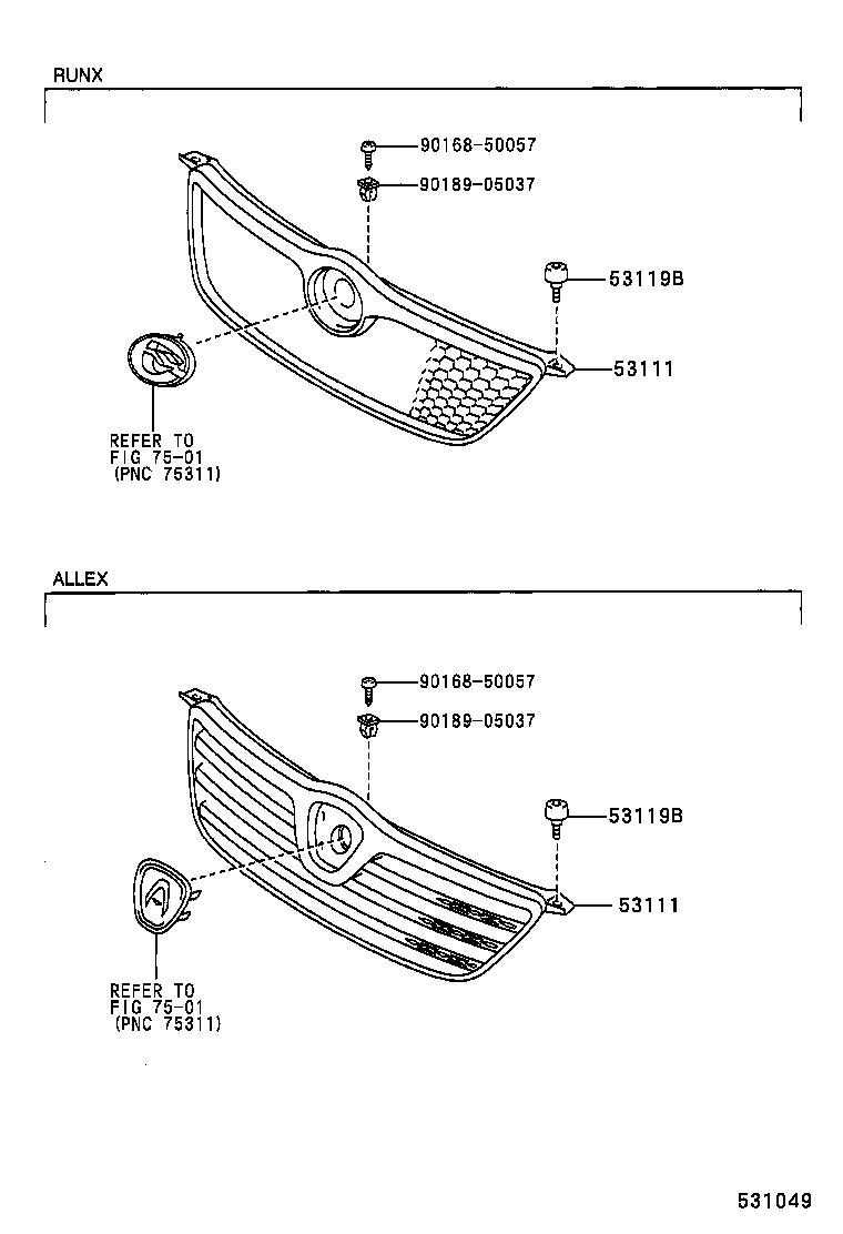 53111-13310 GRILLE, RADIATOR product image