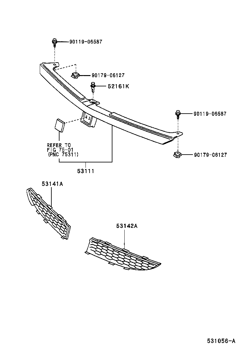 53142-12090 GARNISH, RADIATOR GRILLE, LOWER LH product image