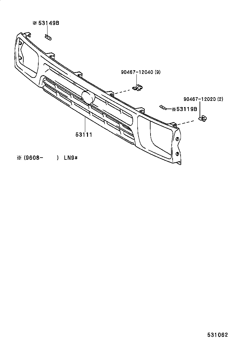53121-89110 MOULDING, RADIATOR GRILLE product image