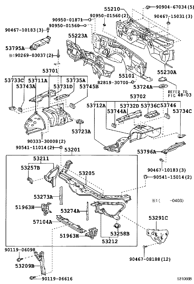 53732-24040 MEMBER, FRONT APRON TO COWL SIDE, UPPER LH product image