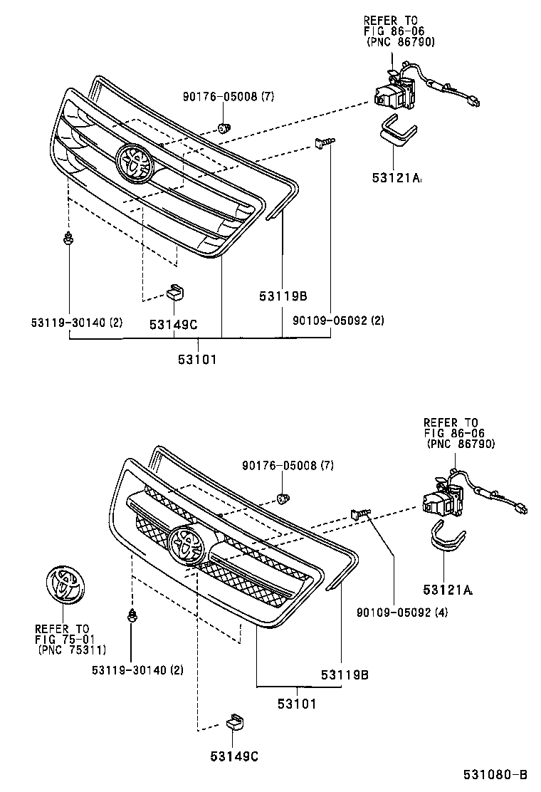 53119-44080 PROTECTOR, RADIATOR GRILLE product image