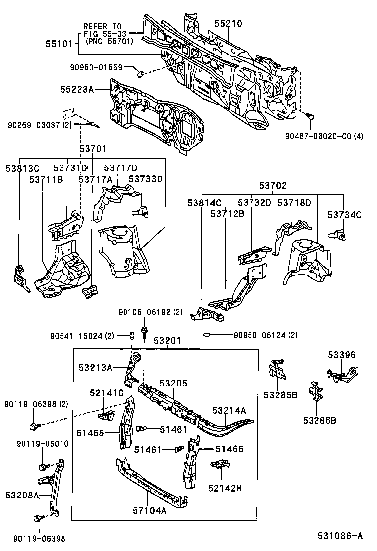 53701-44030 APRON SUB-ASSY, FRONT FENDER, RH product image