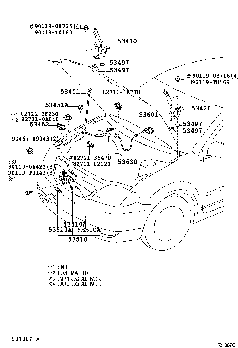 53630-02050 CABLE ASSY, HOOD LOCK CONTROL product image