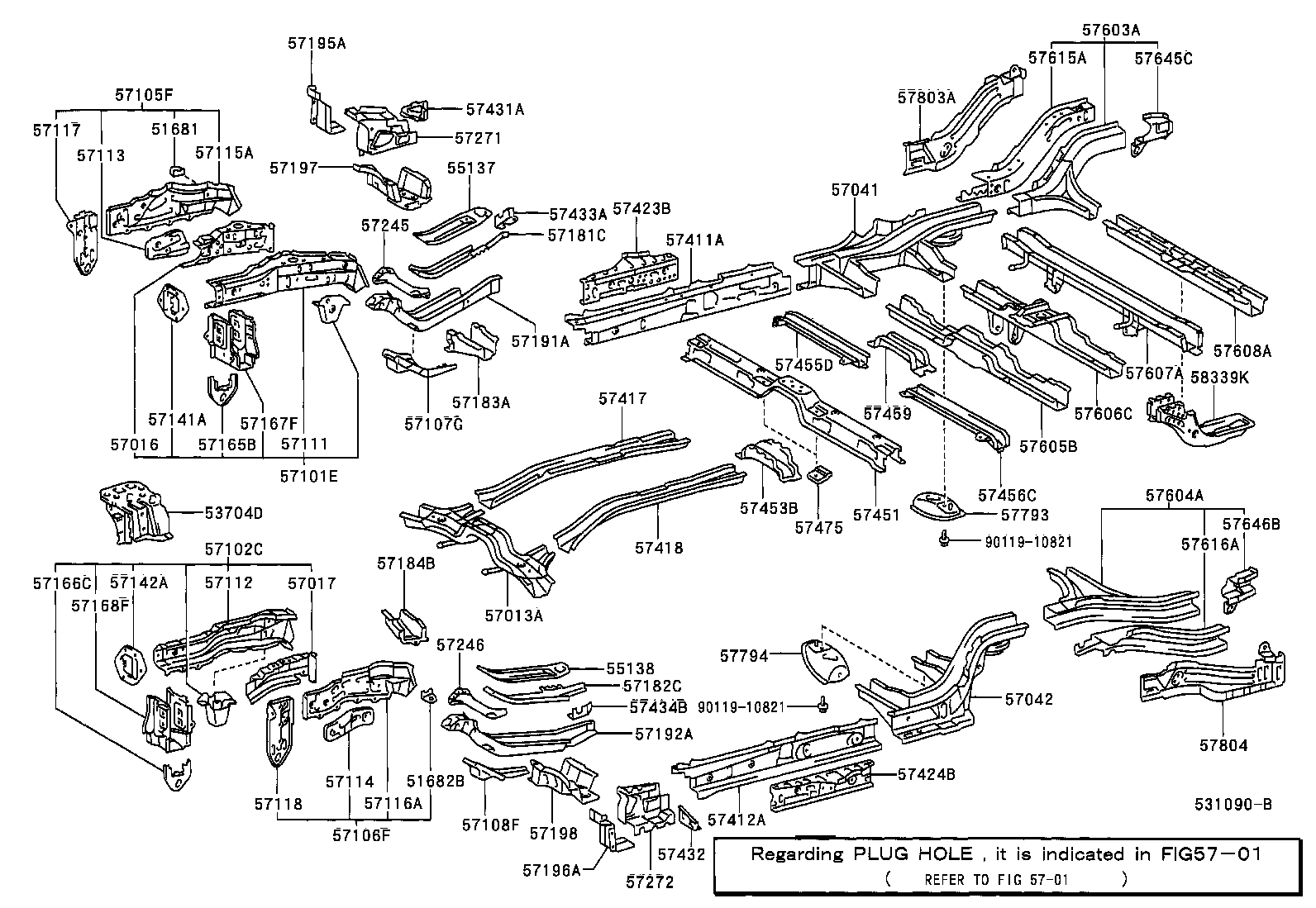 57027-44010 MEMBER SUB-ASSY, FRONT SIDE, INNER RH product image