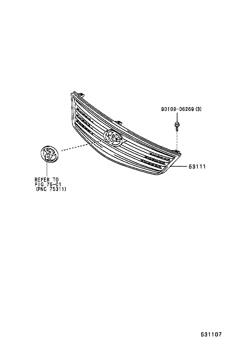 53111-33100 GRILLE, RADIATOR product image