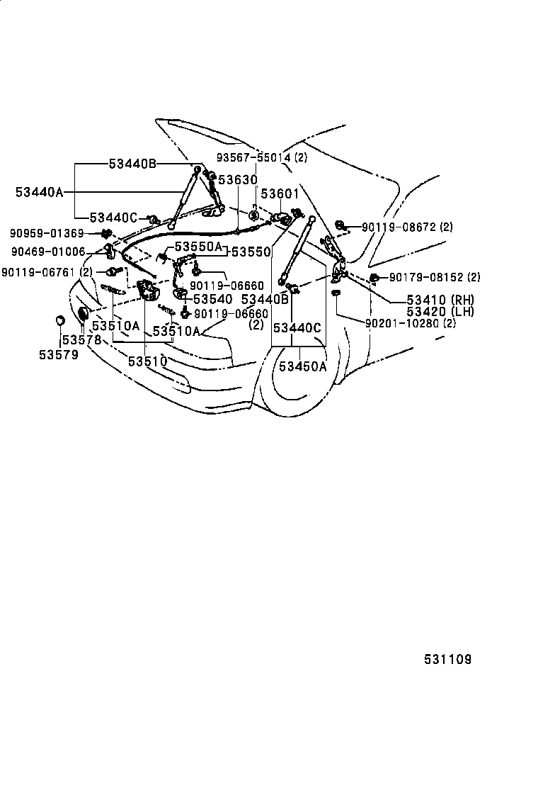 53550-30050 HOOK ASSY, HOOD AUXILIARY CATCH product image