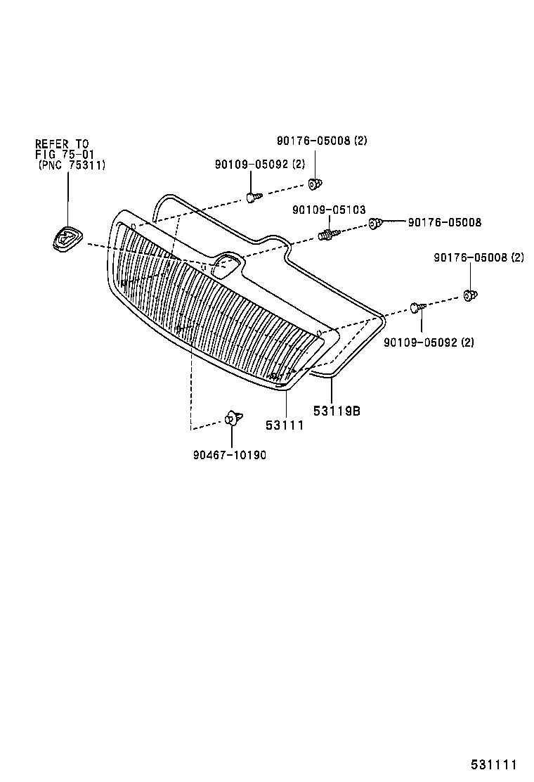 53111-51100 GRILLE, RADIATOR product image