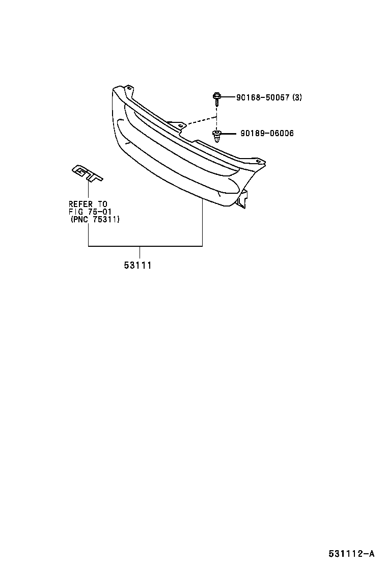 53124-21010 MOULDING, RADIATOR GRILLE SIDE, LH product image