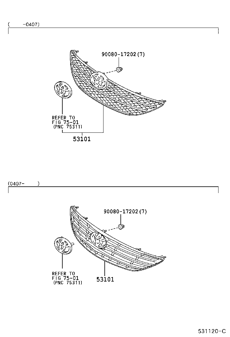Toyota 53101-AA030 GRILLE SUB-ASSY, RADIATOR
