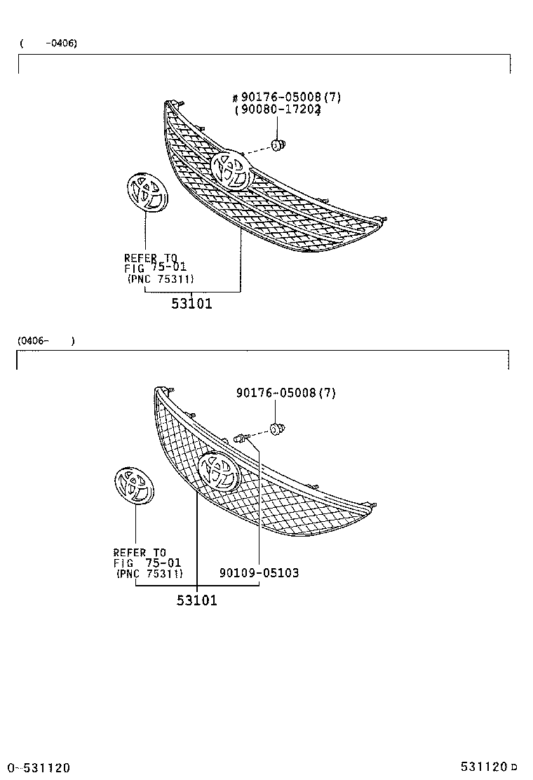 Toyota 53101-33100 GRILLE SUB-ASSY, RADIATOR