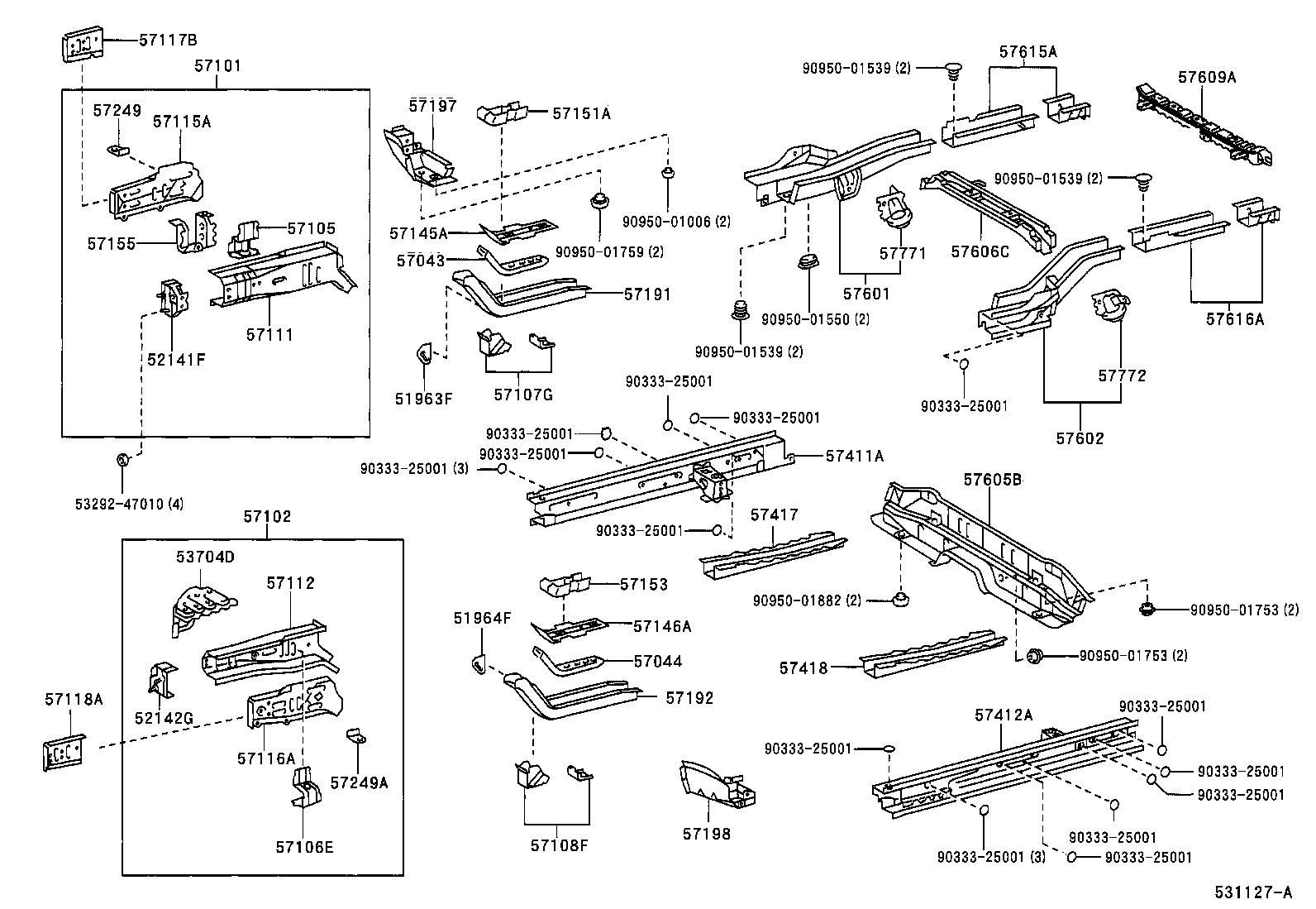 57402-52041 MEMBER, FLOOR SIDE, INNER LH product image