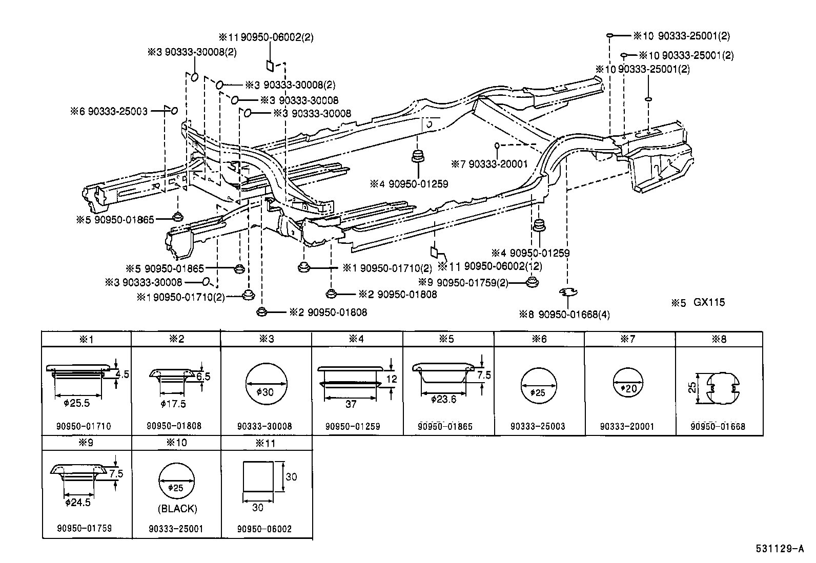 53154-22050 GUIDE, RADIATOR GRILLE SIDE AIR, LH product image