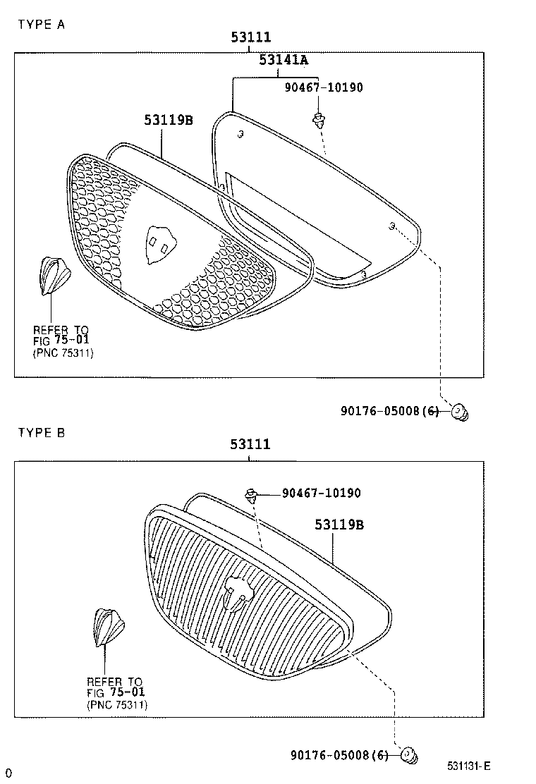 53101-22580 GRILLE, RADIATOR product image