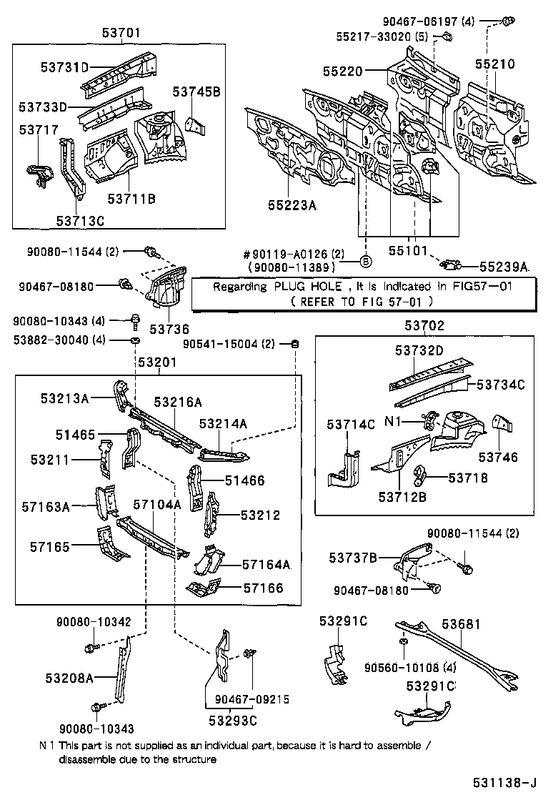 Toyota 53701-06070 APRON SUB-ASSY, FRONT FENDER, RH
