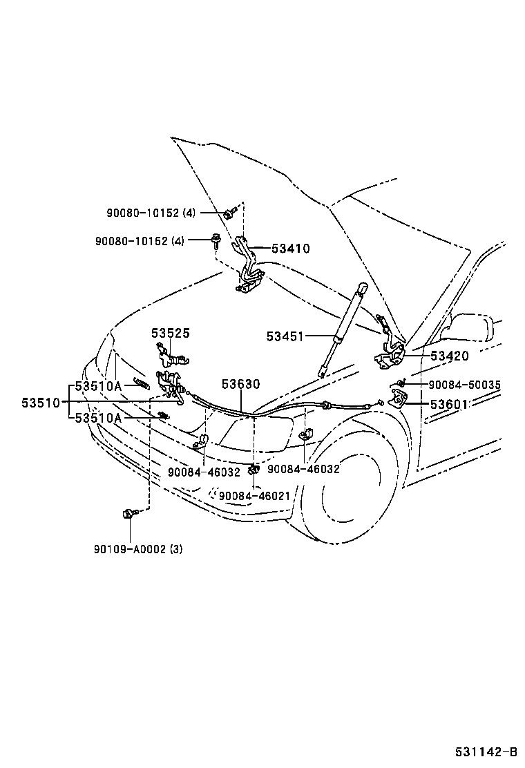 Toyota 53410-AA030 HINGE ASSY, HOOD, RH