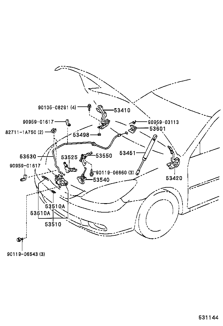 53540-33020 LEVER ASSY, AUXILIARY CATCH RELEASE product image
