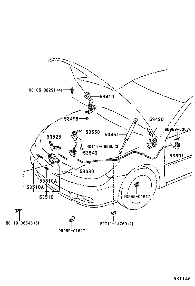 53540-33020 LEVER ASSY, AUXILIARY CATCH RELEASE product image