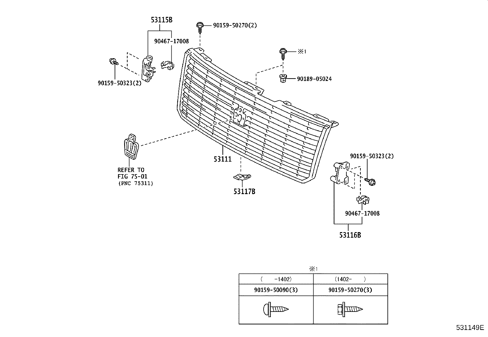 53111-43021 GRILLE, RADIATOR product image