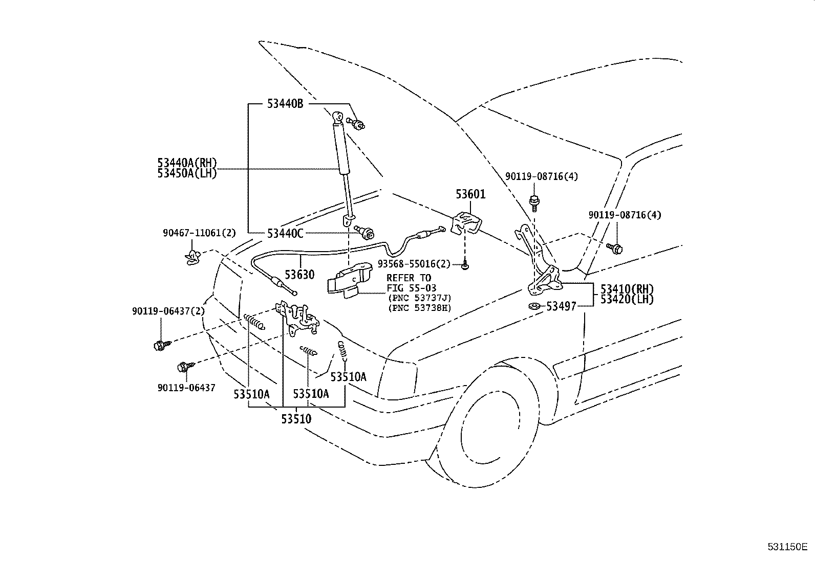 53630-43020 CABLE ASSY, HOOD LOCK CONTROL product image