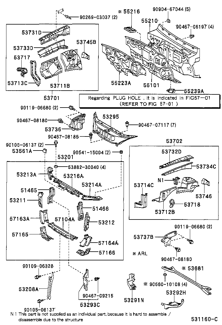53701-33140 APRON SUB-ASSY, FRONT FENDER, RH product image