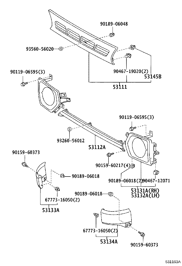 53112-37030 GRILLE, RADIATOR, LOWER product image