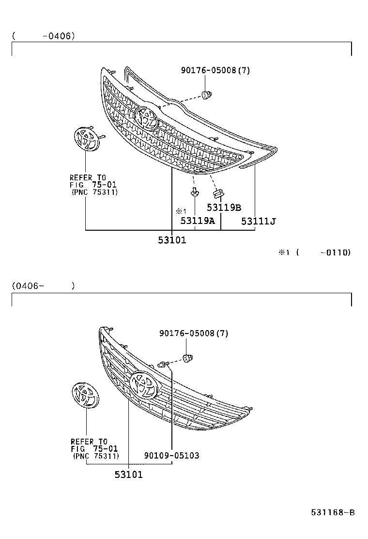 53101-33110 GRILLE SUB-ASSY, RADIATOR product image