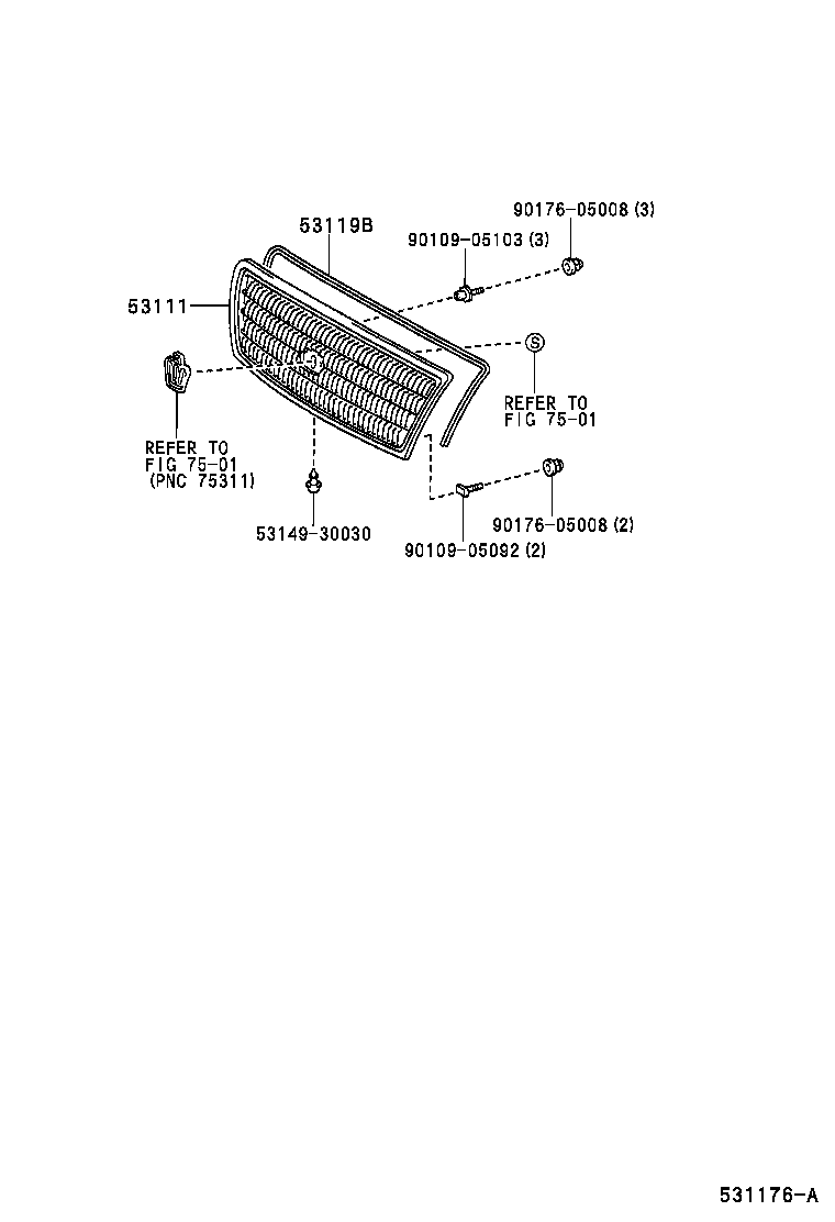 53111-30840 GRILLE, RADIATOR product image