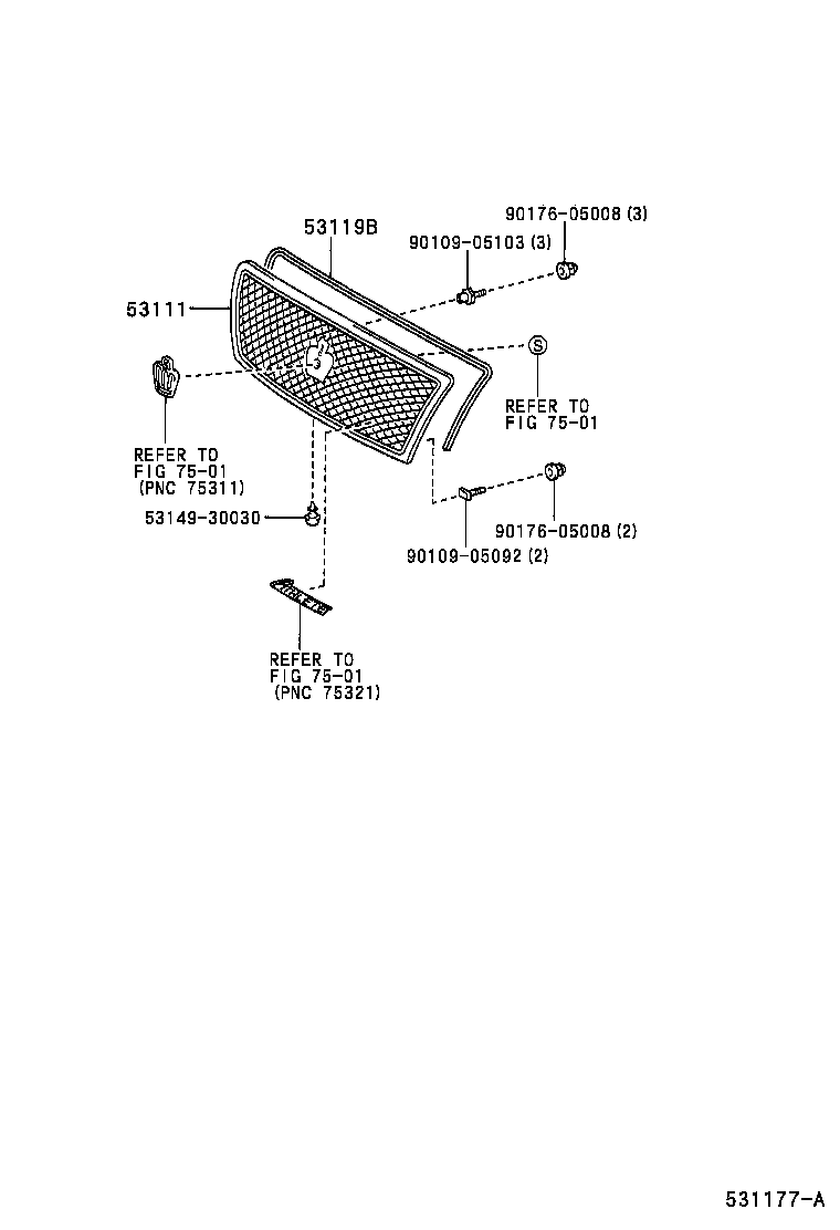 53111-30840 GRILLE, RADIATOR product image
