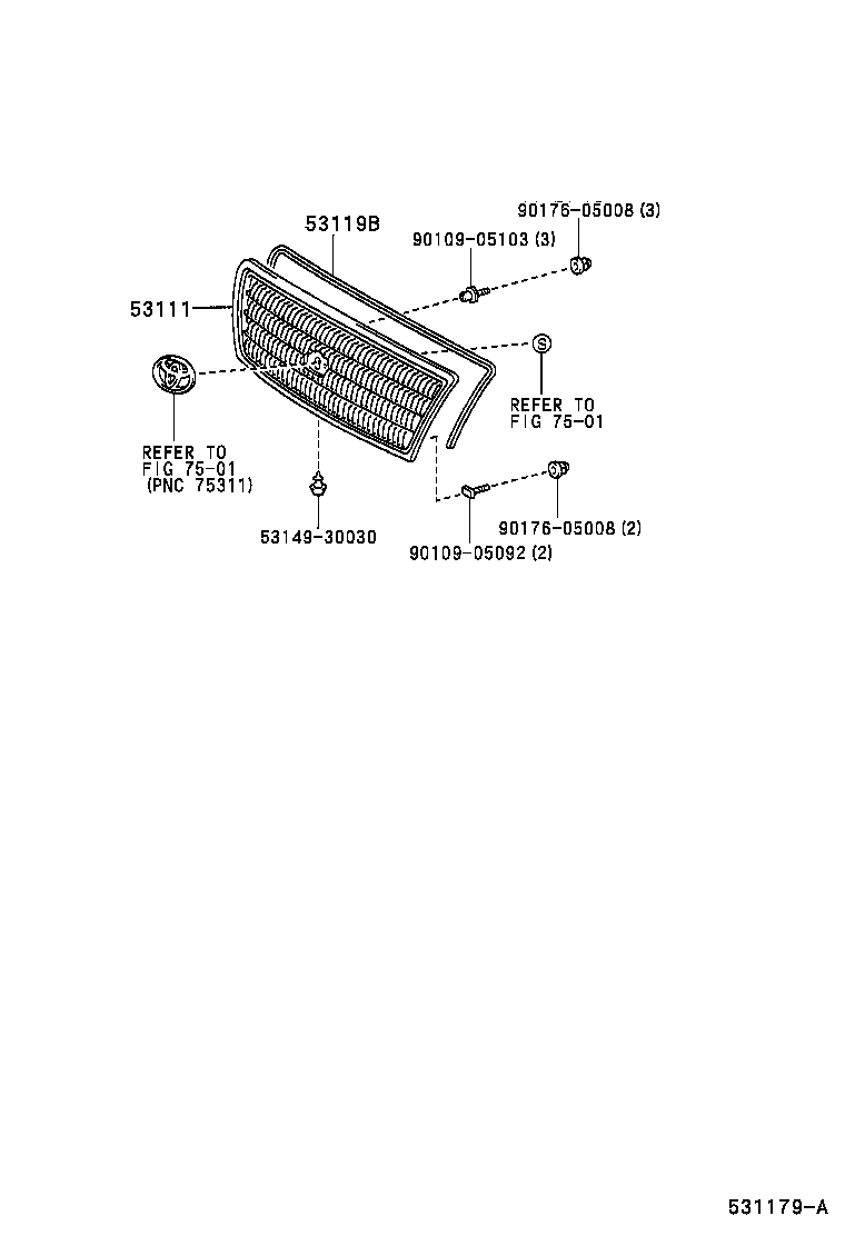 53100-30180 GRILLE, RADIATOR product image